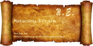 Matecsny Efraim névjegykártya
